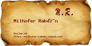 Milhofer Rabán névjegykártya